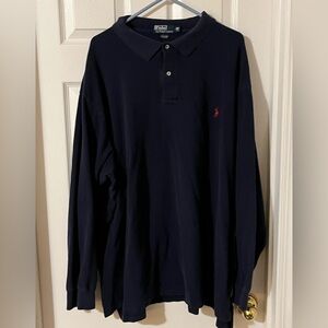 Polo Ralph Lauren Big and Tall Long Sleeve Navy Polo Shirt Size 3XLT